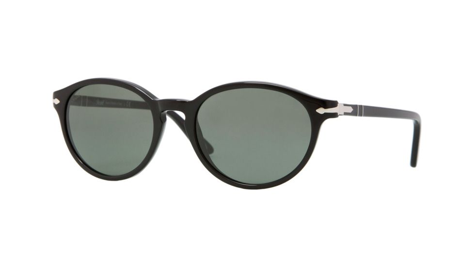 Persol PO3015S Sunglasses Black Frame, Crystal Green Lenses