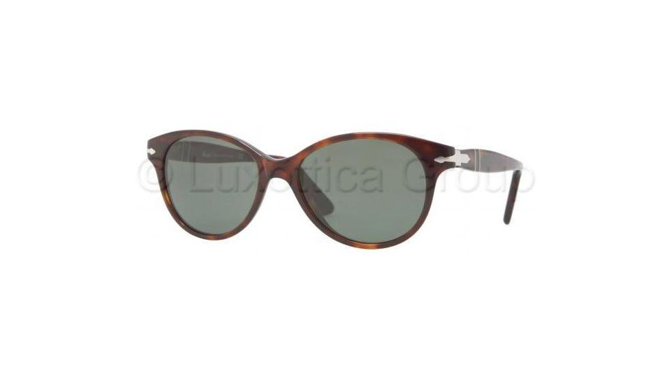 Persol PO3017S Sunglasses 24/31-5200 - Havana Frame, Crystal Green Lenses