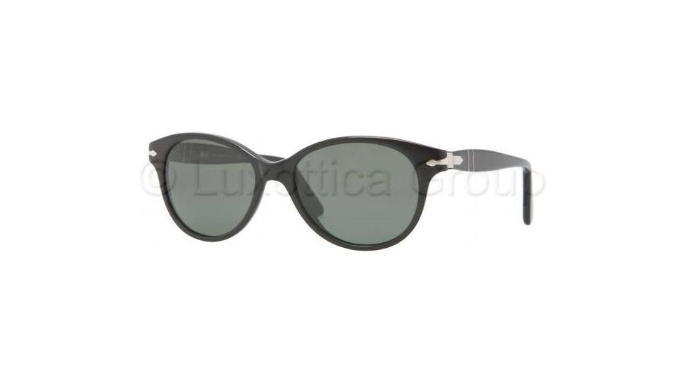 Persol PO3017S Sunglasses 95/58-5200 - Black Frame, Crystal Green Lenses