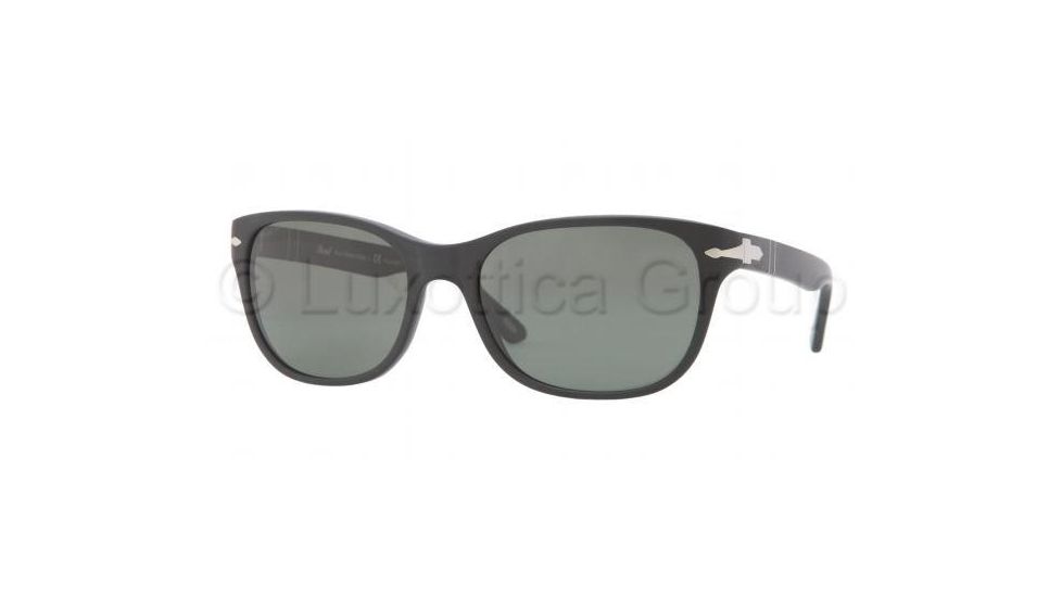 Persol PO3020S Sunglasses 900/58-5418 - Sandblast Black Frame, Polarized Green Lenses