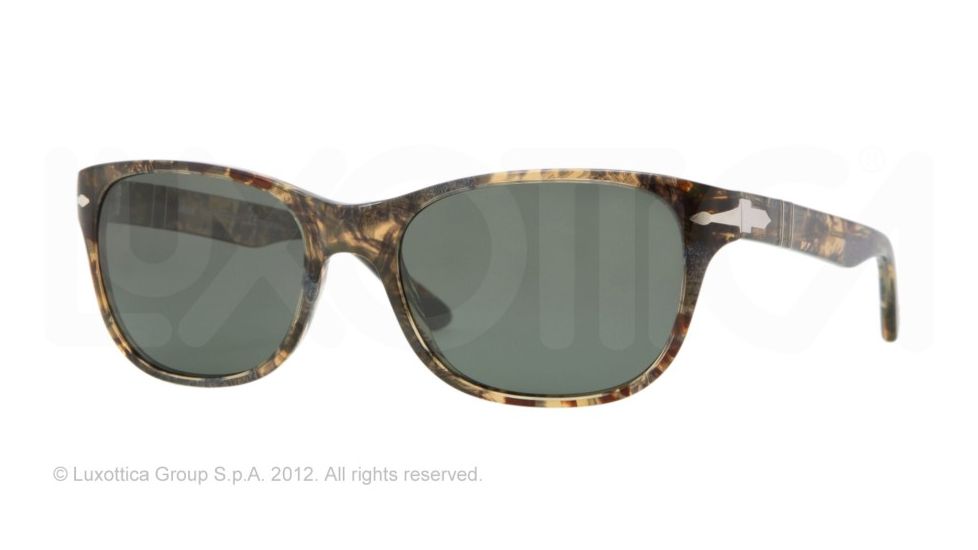 Persol PO3020S Sunglasses 929/58-57 - Brown Spotted Blue Frame, Crystal Green Polarized Lenses