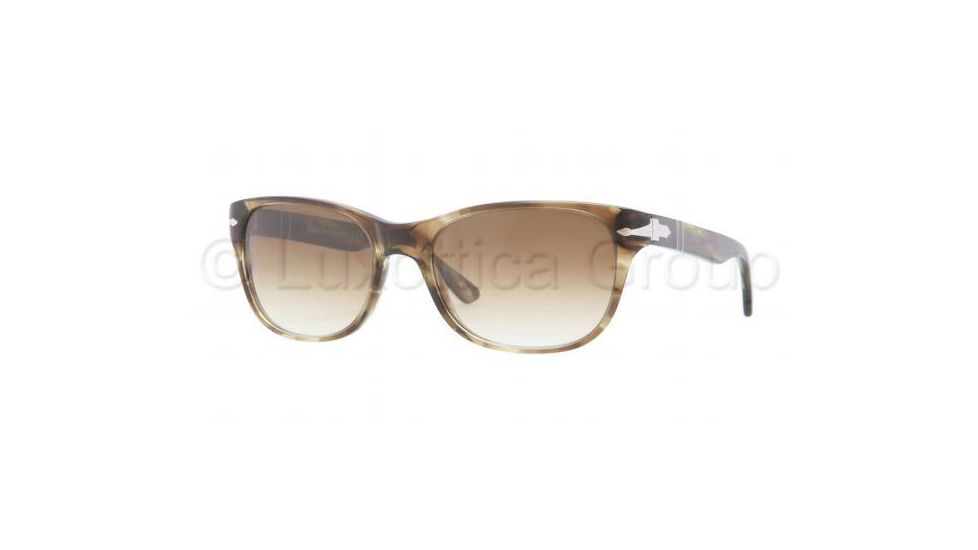 Persol PO3020S Sunglasses 981/51-5418 - Striped Green Frame, Crystal Brown Gradient Lenses
