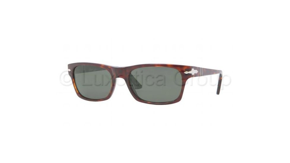 Persol PO3037S Sunglasses 24/31-5418 - Havana Frame, Crystal Green Lenses