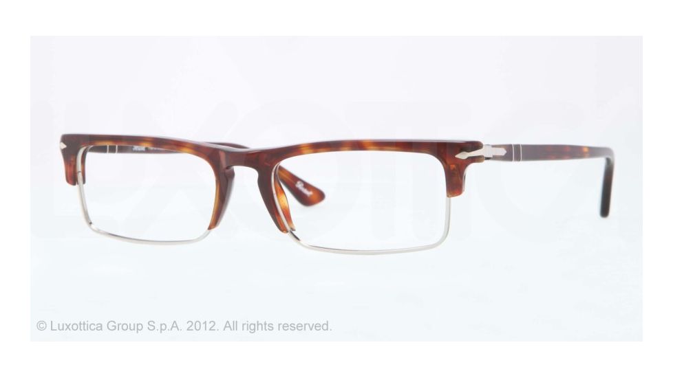 Persol PO3049V Single Vision Prescription Eyeglasses 24-54 - Havana Frame, Demo Lens Lenses