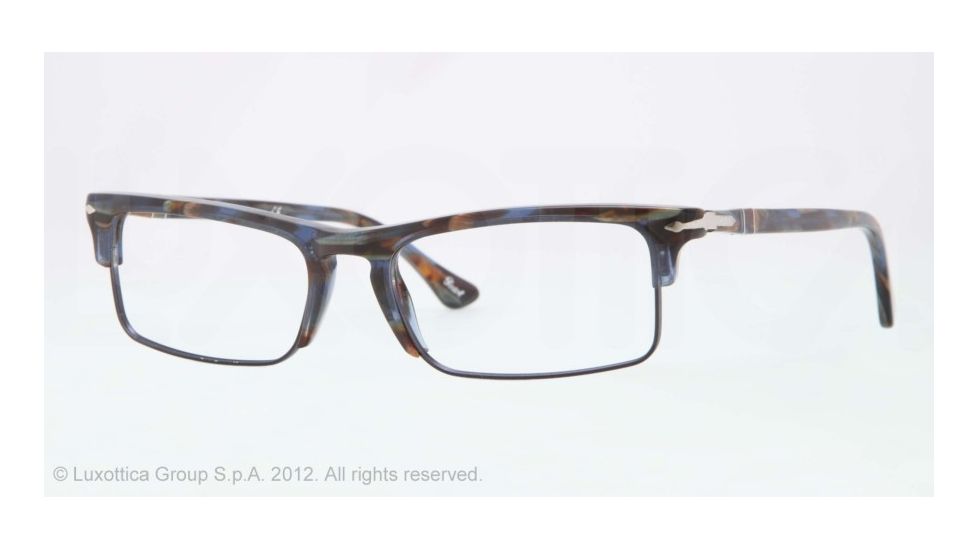 Persol PO3049V Single Vision Prescription Eyeglasses 944-52 - Stripped Blue Frame, Demo Lens Lenses