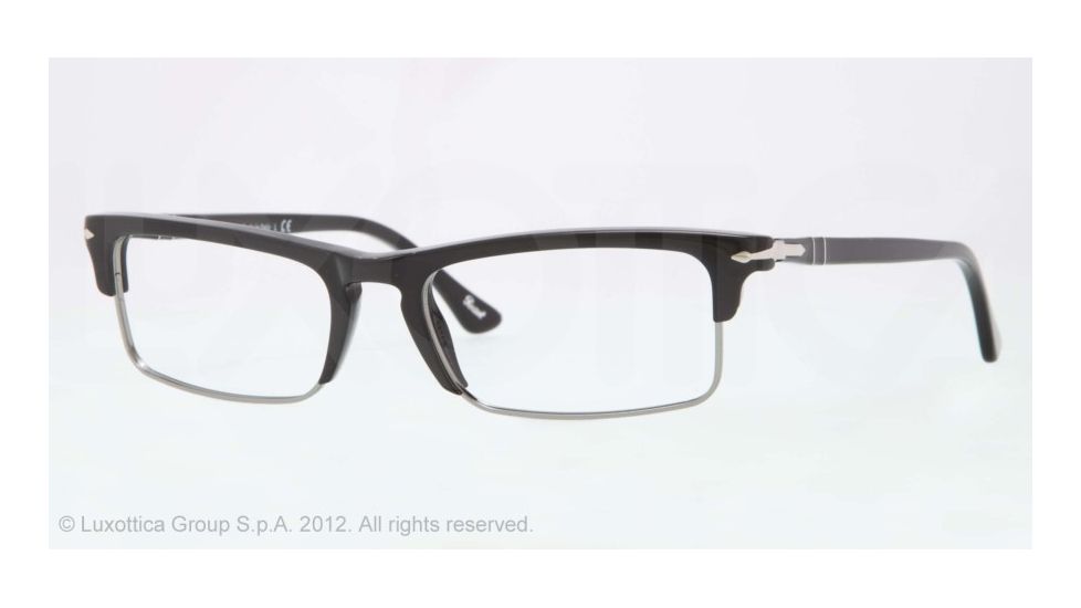 Persol PO3049V Single Vision Prescription Eyeglasses 95-52 - Black Frame, Demo Lens Lenses
