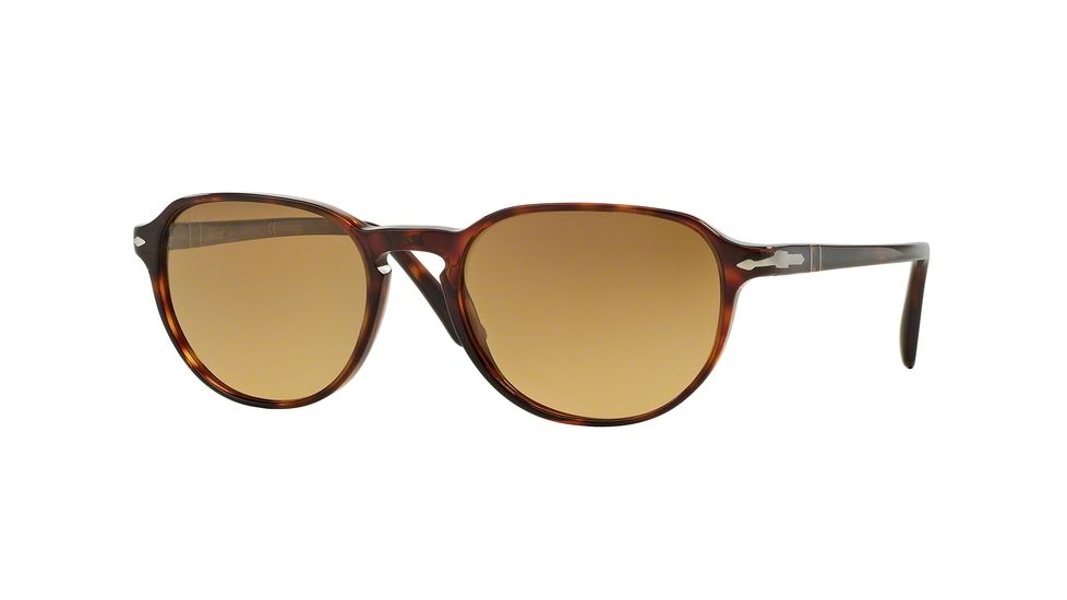 Persol PO3053S Single Vision Prescription Sunglasses PO3053S-9015M2-52 - Lens Diameter 52 mm, Frame Color Havana