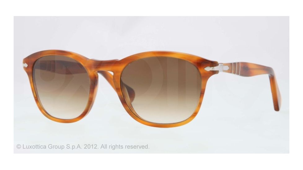 Persol PO3056S Single Vision Prescription Sunglasses PO3056S-960-51-51 - Lens Diameter 51 mm, Frame Color Stripped Brown
