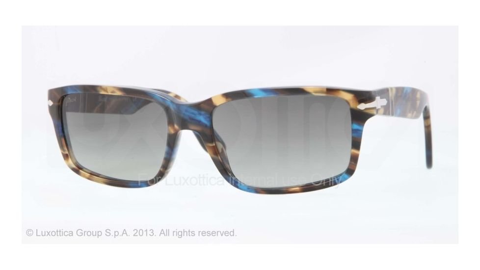 Persol PO3067S Progressive Prescription Sunglasses PO3067S-973-71-57 - Lens Diameter 57 mm, Frame Color Brown Spotted Blue