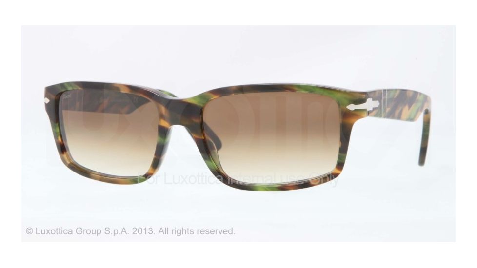 Persol PO3067S Progressive Prescription Sunglasses PO3067S-974-51-57 - Lens Diameter 57 mm, Frame Color Brown Striped Green