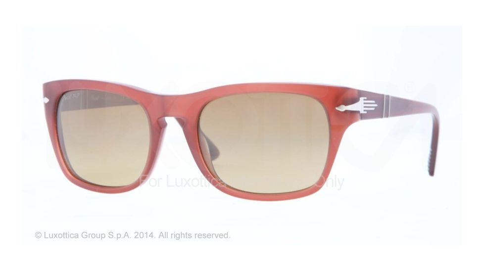 Persol PO3072S Single Vision Prescription Sunglasses PO3072S-100281-54 - Lens Diameter 54 mm, Frame Color Matte Opal Red
