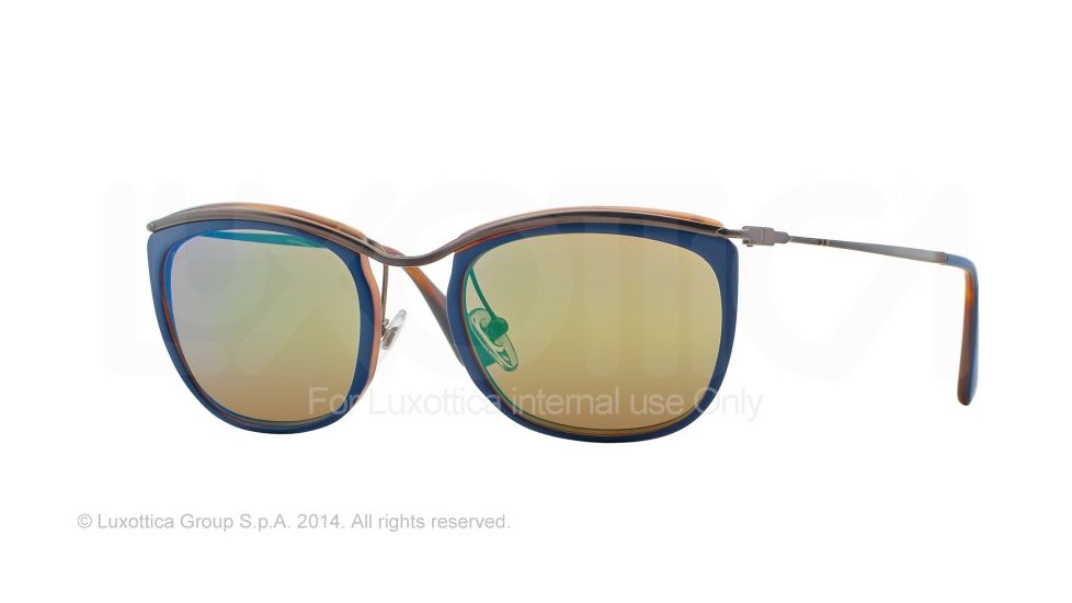Persol PO3081S Sunglasses 1009O7-52 - Top Blue/matte Havana Frame, Brown Mirror Green Lenses