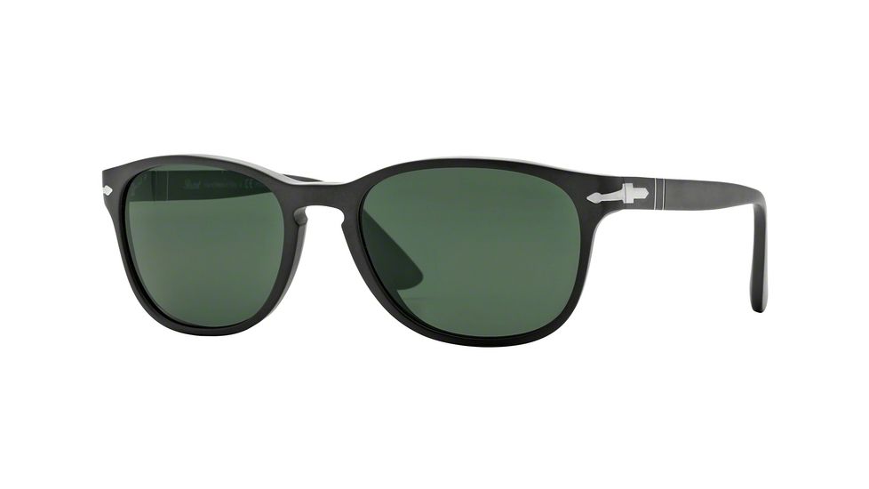 Persol PO3086S Sunglasses 900058-56 - Matte Black Frame, Polar Green Lenses