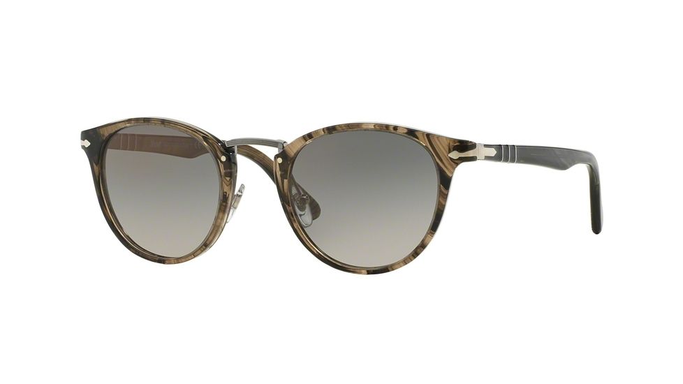 Persol PO3108S Single Vision Prescription Sunglasses PO3108S-1019M3-49 - Lens Diameter 49 mm, Frame Color Striped Beige