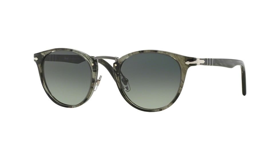 Persol PO3108S Single Vision Prescription Sunglasses PO3108S-102071-49 - Lens Diameter 49 mm, Frame Color Striped Grey