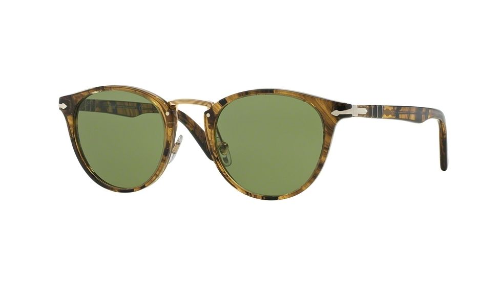 Persol PO3108S Single Vision Prescription Sunglasses PO3108S-10214E-47 - Lens Diameter 47 mm, Frame Color Striped Light Brown