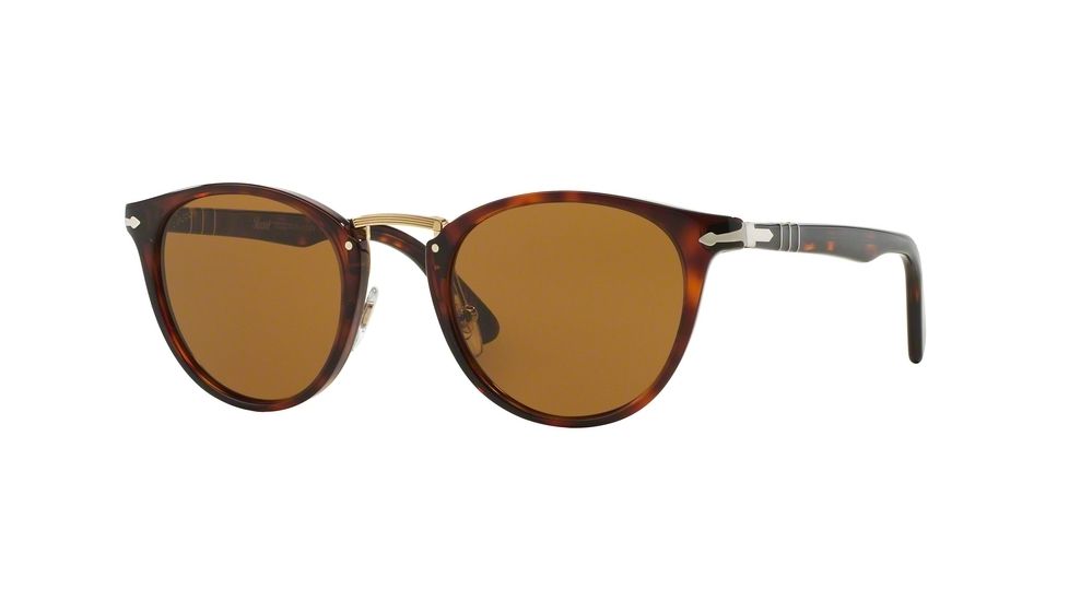 Persol PO3108S Single Vision Prescription Sunglasses PO3108S-24-33-49 - Lens Diameter 49 mm, Frame Color Havana