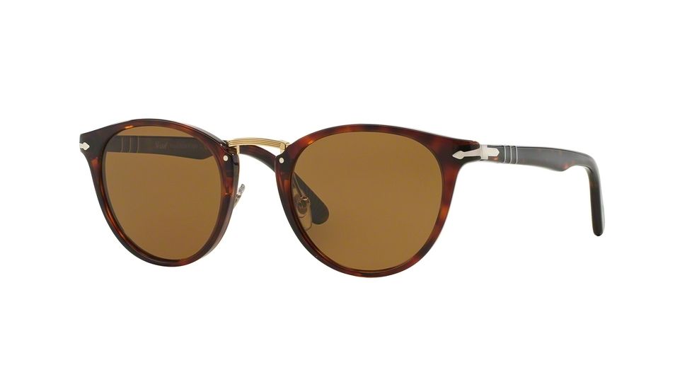 Persol PO3108S Single Vision Prescription Sunglasses PO3108S-24-57-49 - Lens Diameter 49 mm, Frame Color Havana