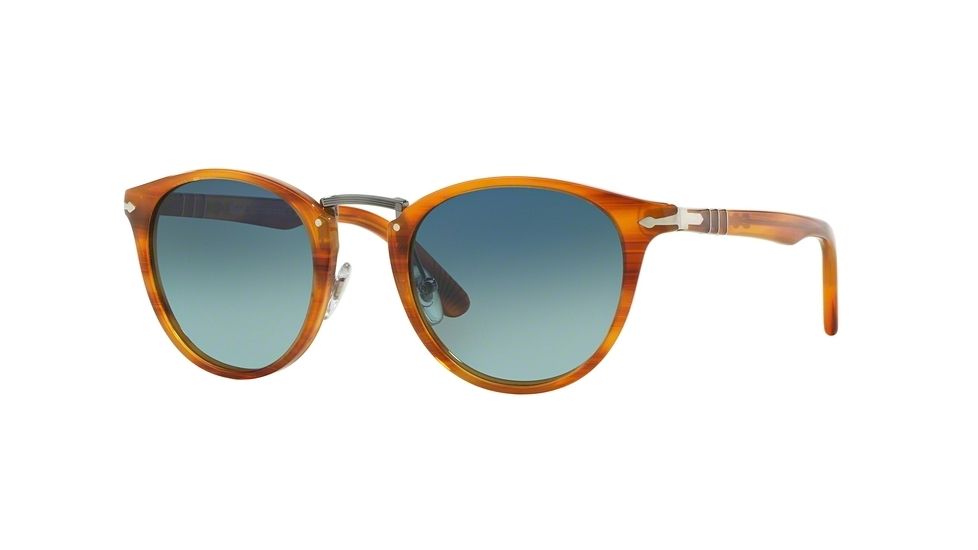 Persol PO3108S Single Vision Prescription Sunglasses PO3108S-960-S3-49 - Lens Diameter 49 mm, Frame Color Striped Brown