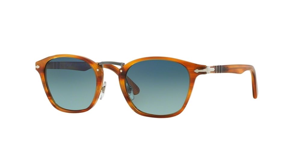 Persol PO3110S Single Vision Prescription Sunglasses PO3110S-960-S3-49 - Lens Diameter 49 mm, Frame Color Striped Brown