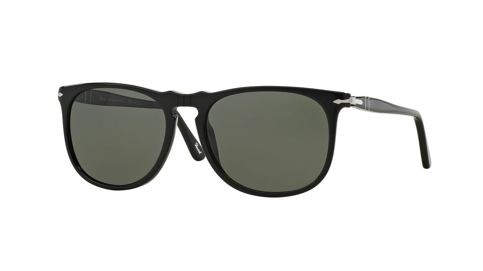 Persol PO3113S Sunglasses 95/58-54 - Black Frame, Green Polarized Lenses