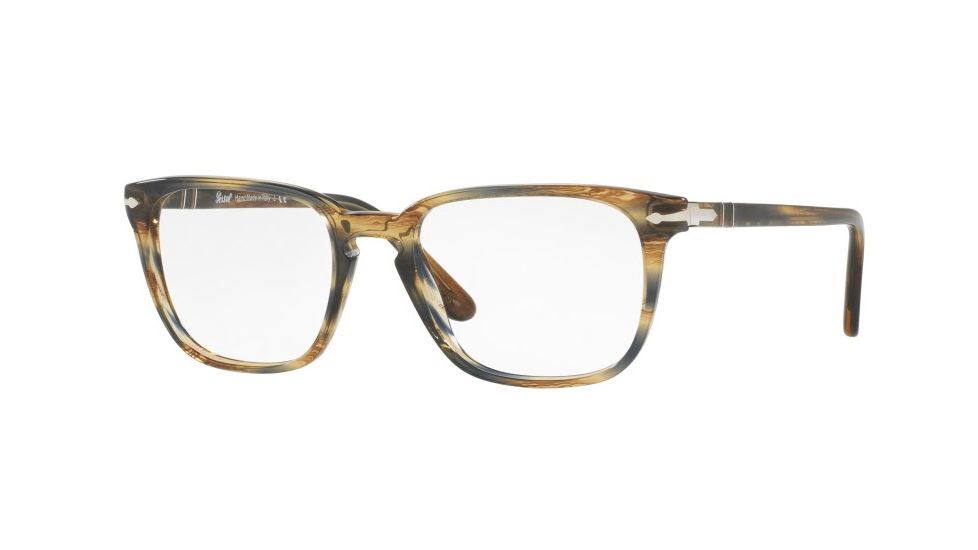 Persol PO3117V Single Vision Prescription Eyeglasses 1049-53 - Striped Brown Grey Frame