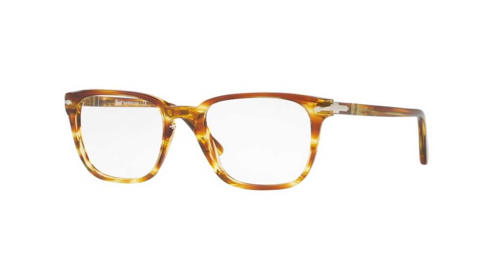 Persol PO3117V Single Vision Prescription Eyeglasses 1050-53 - Striped Brown Yellow Frame
