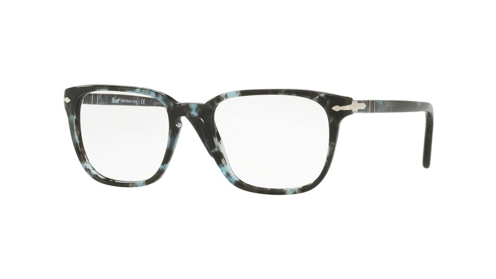 Persol PO3117V Single Vision Prescription Eyeglasses 1062-51 - Spotted Blue Matte Grey Frame