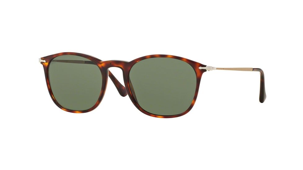Persol PO3124S Sunglasses 24/31-50 - Havana Frame, Green Lenses