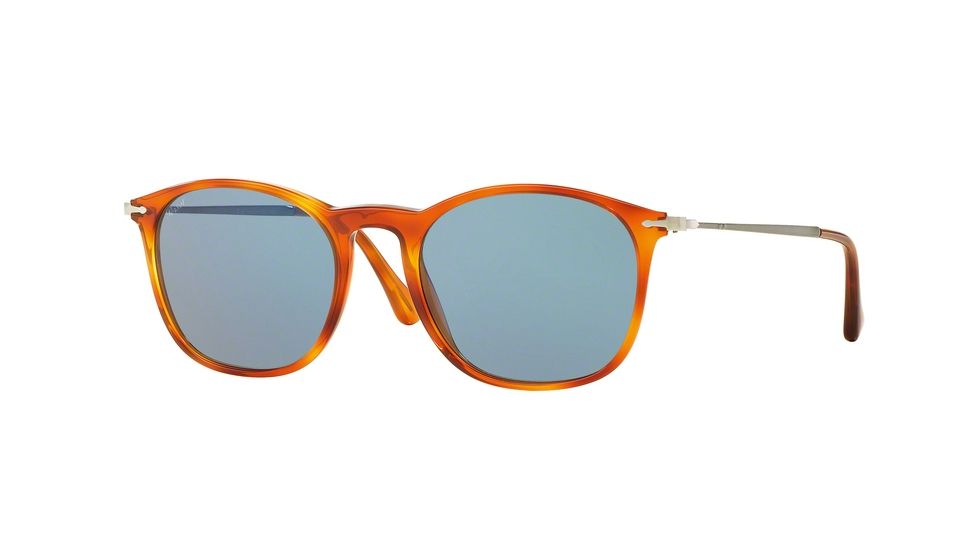 Persol PO3124S Sunglasses 96/56-50 - Light Havana Frame, Cry. Orange Grad. Silver Mir. Lenses