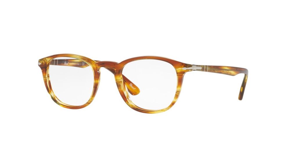 Persol PO3143V Bifocal Prescription Eyeglasses 1050-47 - Striped Brown Yellow Frame