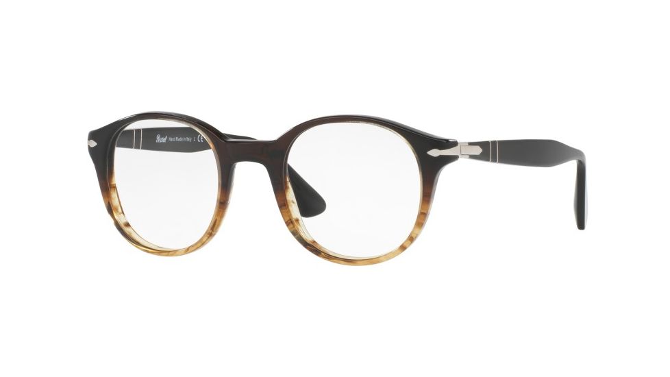 Persol PO3144V Progressive Prescription Eyeglasses 1026-47 - Brown/stripped Brown Frame