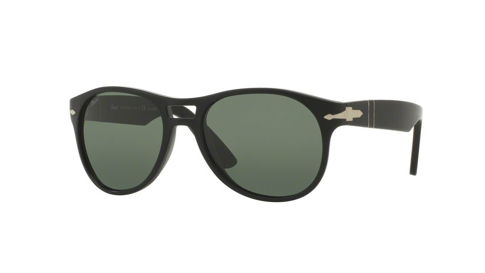 Persol PO3155S Sunglasses 104258-54 - Matte Black Frame, Polar Green Lenses