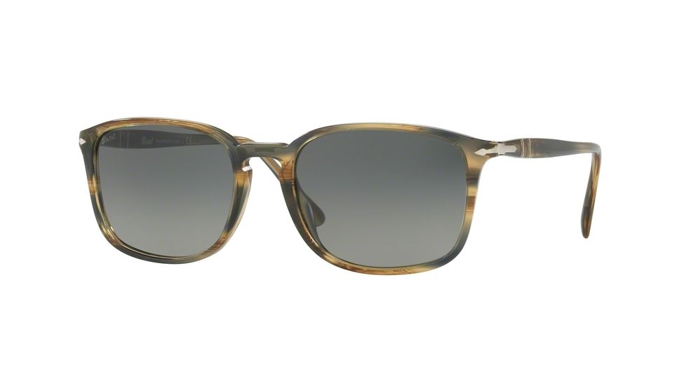 Persol PO3158S Sunglasses 104971-56 - Stripped Brown/Grey Frame, Grey Gradient Dark Grey Lenses
