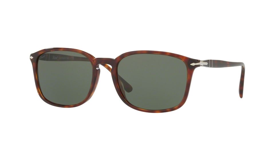 Persol PO3158S Sunglasses 24/31-56 - Havana Frame, Green Lenses