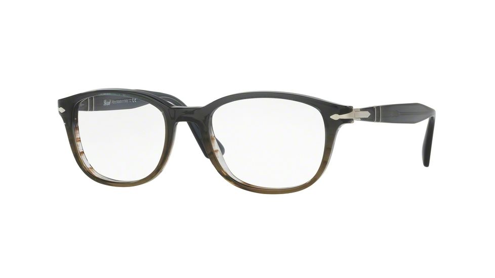 Persol PO3163V Single Vision Prescription Eyeglasses 1012-54 - Gradient Grey Striped Green Frame