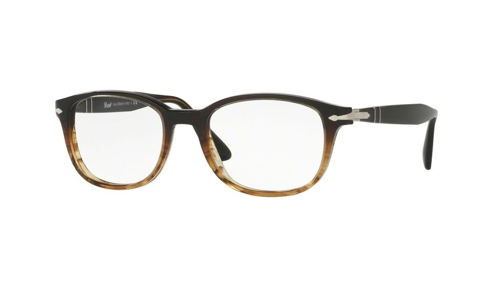 Persol PO3163V Single Vision Prescription Eyeglasses 1026-52 - Brown/stripped Brown Frame