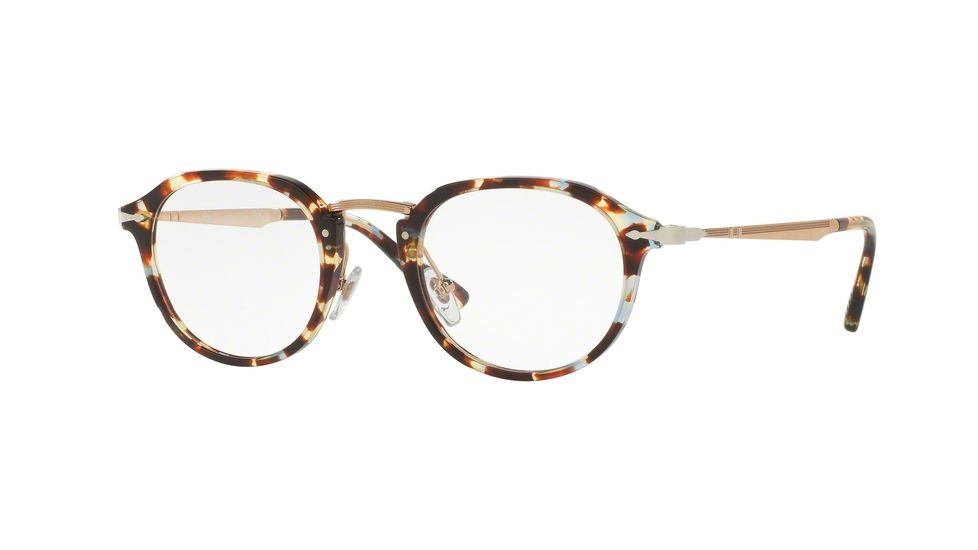 Persol PO3168V Single Vision Prescription Eyeglasses 1058-48 - Havana Azure Brown Frame