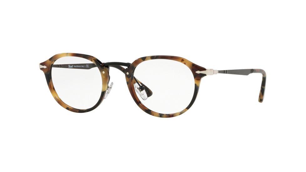 Persol PO3168V Single Vision Prescription Eyeglasses, 48mm, Tortoise Brown Ice, PO3168V-1071-48-SV
