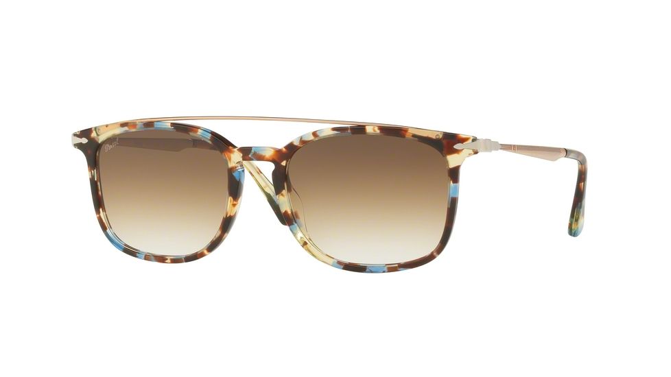 Persol PO3173S Progressive Prescription Sunglasses PO3173S-105851-54 - Lens Diameter 54 mm, Frame Color Havana Azure Brown