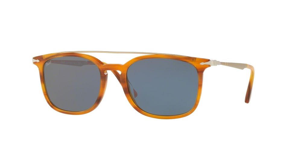 Persol PO3173S Progressive Prescription Sunglasses PO3173S-960-56-54 - Lens Diameter 54 mm, Frame Color Striped Brown