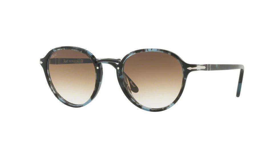 Persol PO3184S Single Vision Prescription Sunglasses, 49mm, Spotted Blue Dark Grey, PO3184S-106251-49-SV