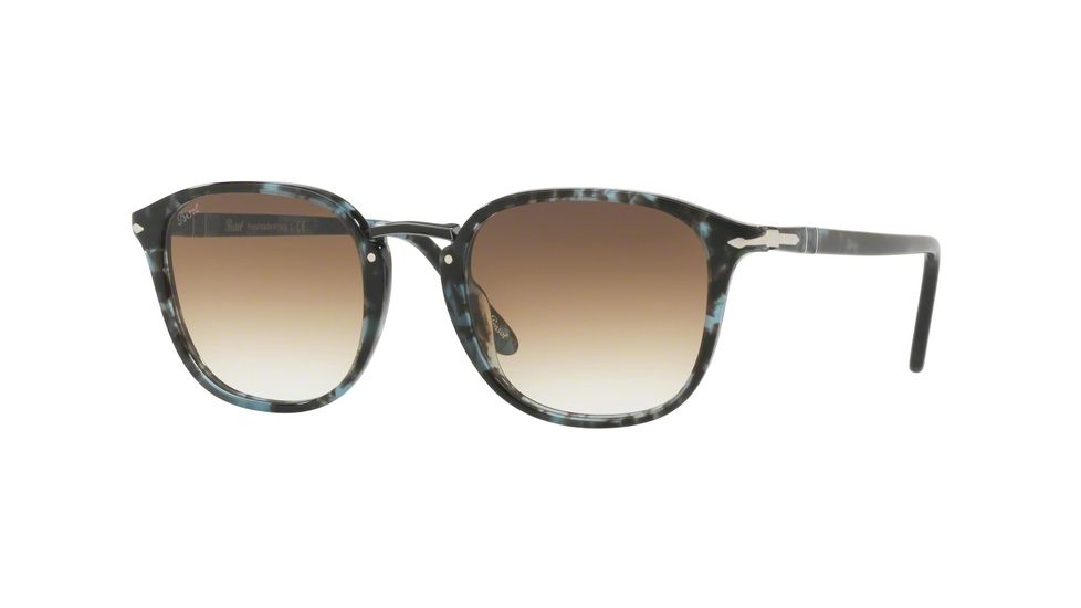 Persol PO3186S Single Vision Prescription Sunglasses PO3186S-106251-51 - Lens Diameter 51 mm, Frame Color Spotted Blue Dark Grey