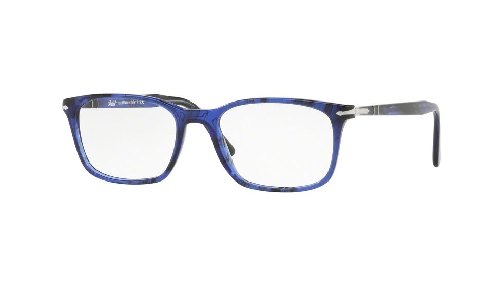 Persol PO3189V Single Vision Prescription Eyeglasses, 53mm, Stripped Blue, PO3189V-1053-53-SV
