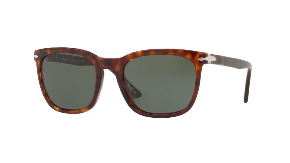 Persol PO3193S Sunglasses 24/31-55 - Havana Frame, Green Lenses