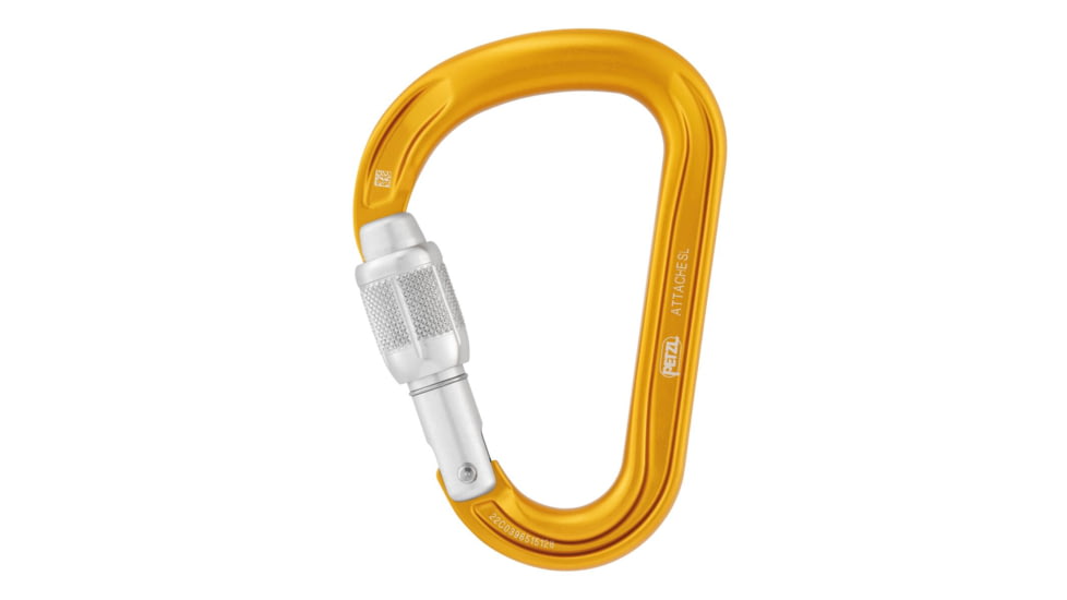 Petzl Attache Locking Pear-Shaped Carabiner With Round Stock Basket, Yellow, M038AA00