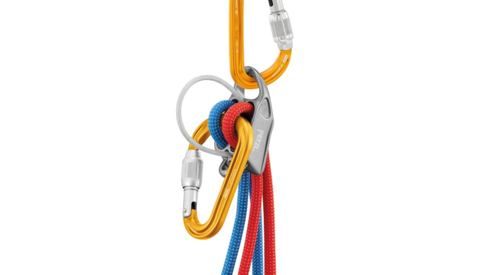 Petzl Attache Locking Pear-Shaped Carabiner With Round Stock Basket, Yellow, M038AA00