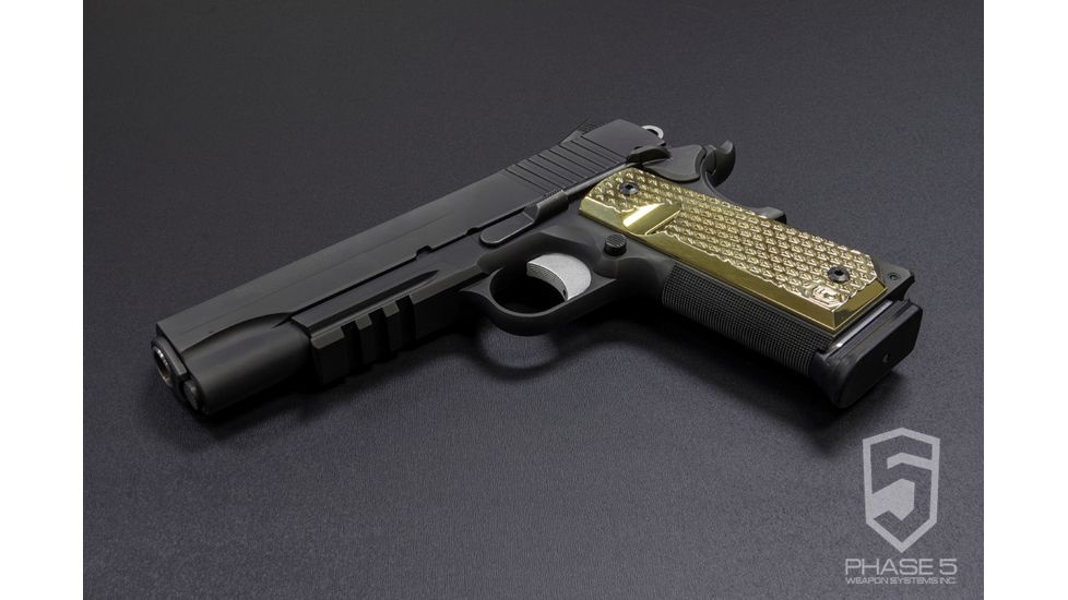Phase 5 Weapon Systems Inc Brass 1911 Pistol Grips, Diamond Pattern, Brass, 1911 Grip-BrassDiamond
