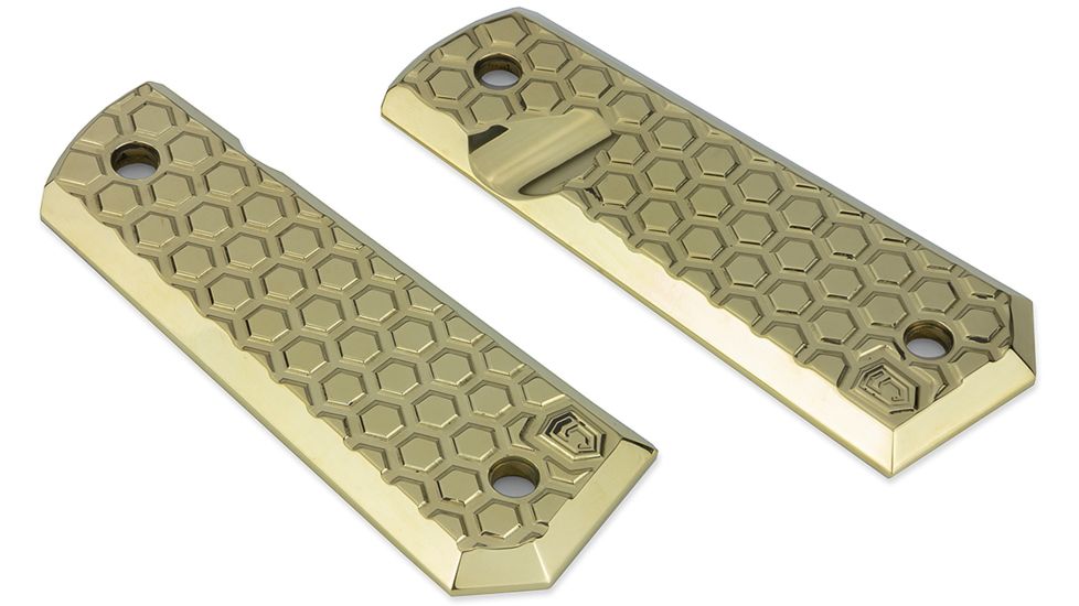 Phase 5 Weapon Systems Inc Brass 1911 Pistol Grips, Hex Pattern, Brass, 1911Grip-BrassHex