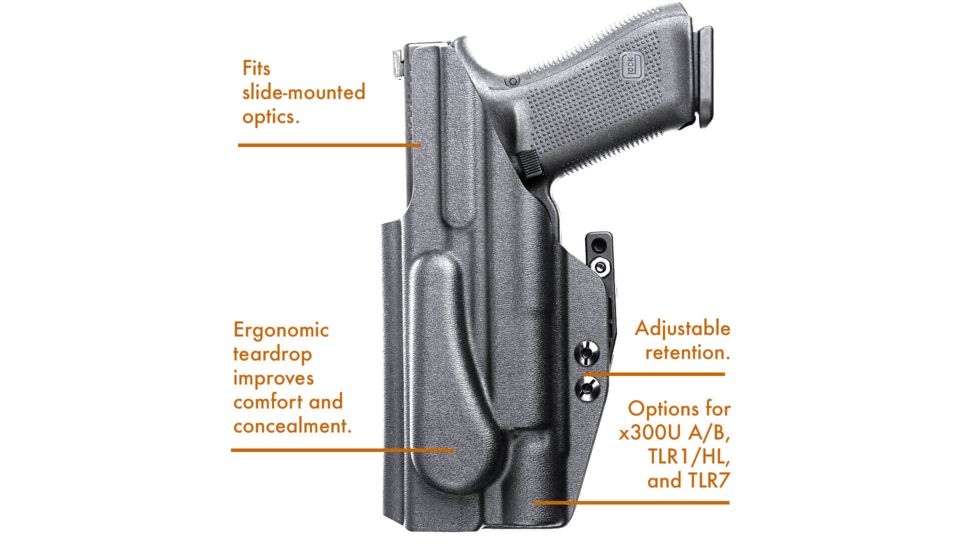 PHLster Spotlight AIWB Holster, Glock w/ TLR1, Black, Standard, 40